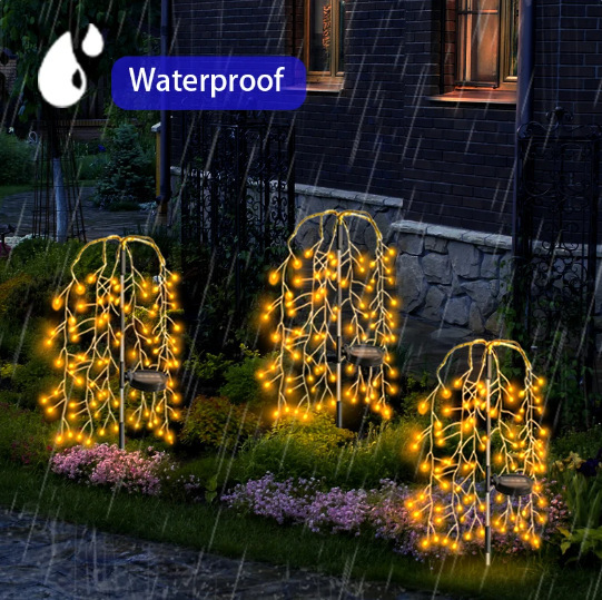 Cross-border led solar firecracker lights, copper wire smoke lanterns, string courtyard lawn decorative lights, Christmas festival atmosphere lights Specification drawing