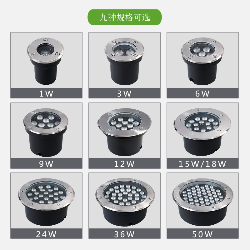 led ground lights, embedded ground lights, outdoor waterproof lawn lights, spotlights, floor lights, garden ground lights, landscape lights details Picture