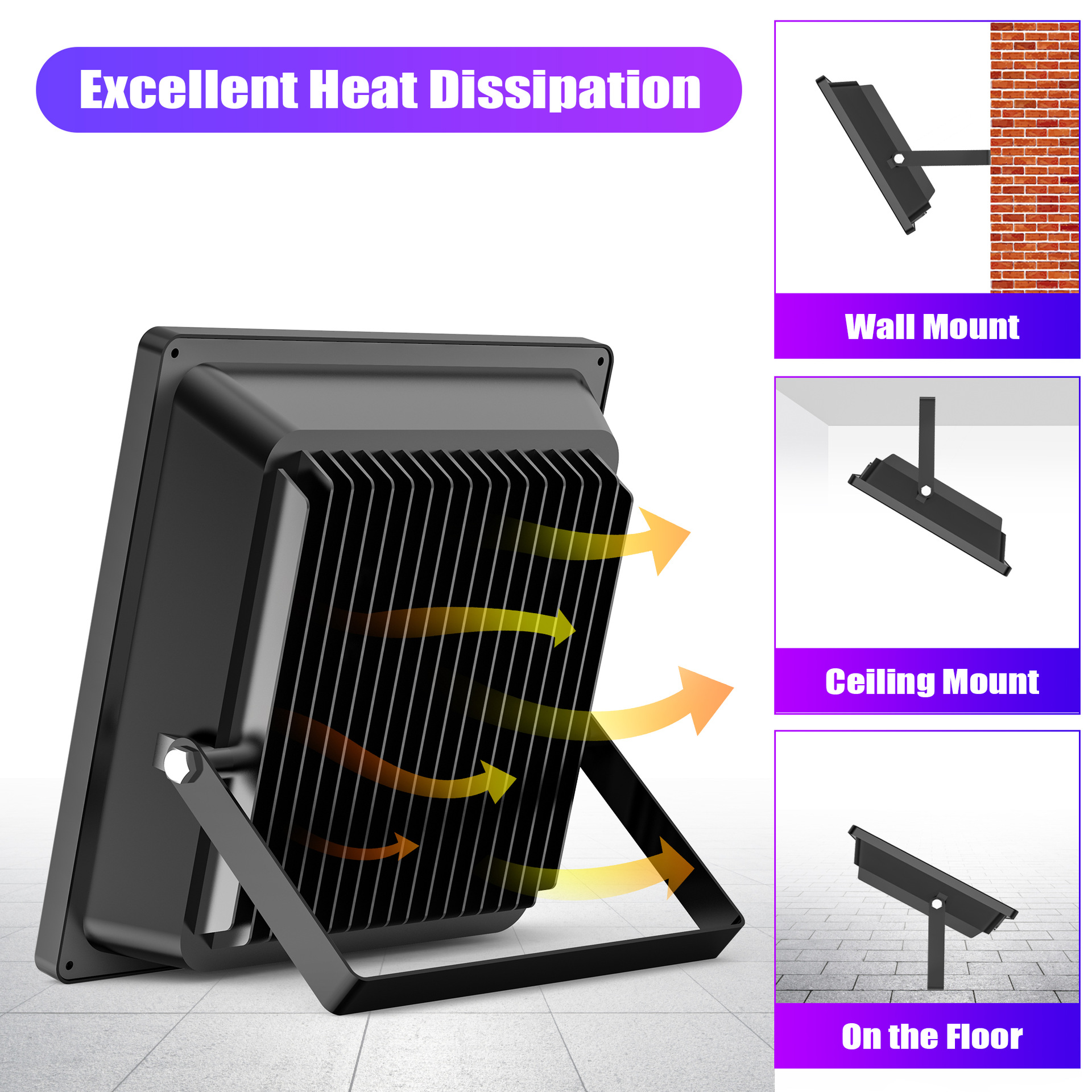 LED stage floodlights, CE and FCC certified, cross-border outdoor courtyard UV floodlights, purple fluorescent party atmosphere lights Specification drawing