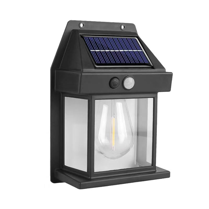 Solar tungsten filament human body sensor light, balcony light, entrance door led atmosphere, courtyard garden, fence, outdoor wall light Item Picture