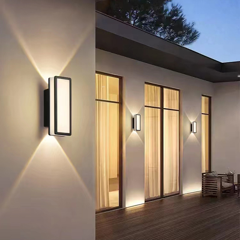 New outdoor waterproof corridor rectangular wall lamp, Nordic style simple and light luxury aluminum material bedroom bedside lamp Specification drawing