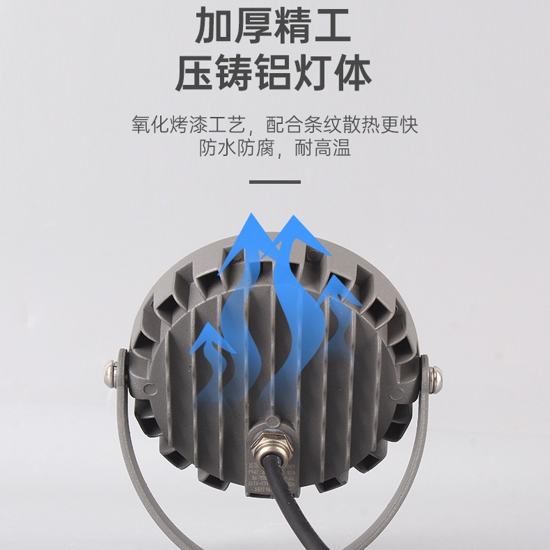 Grassland floodlight, waterproof outdoor 12w tree light, ground light, floor-standing large area, seven-color circular details Picture