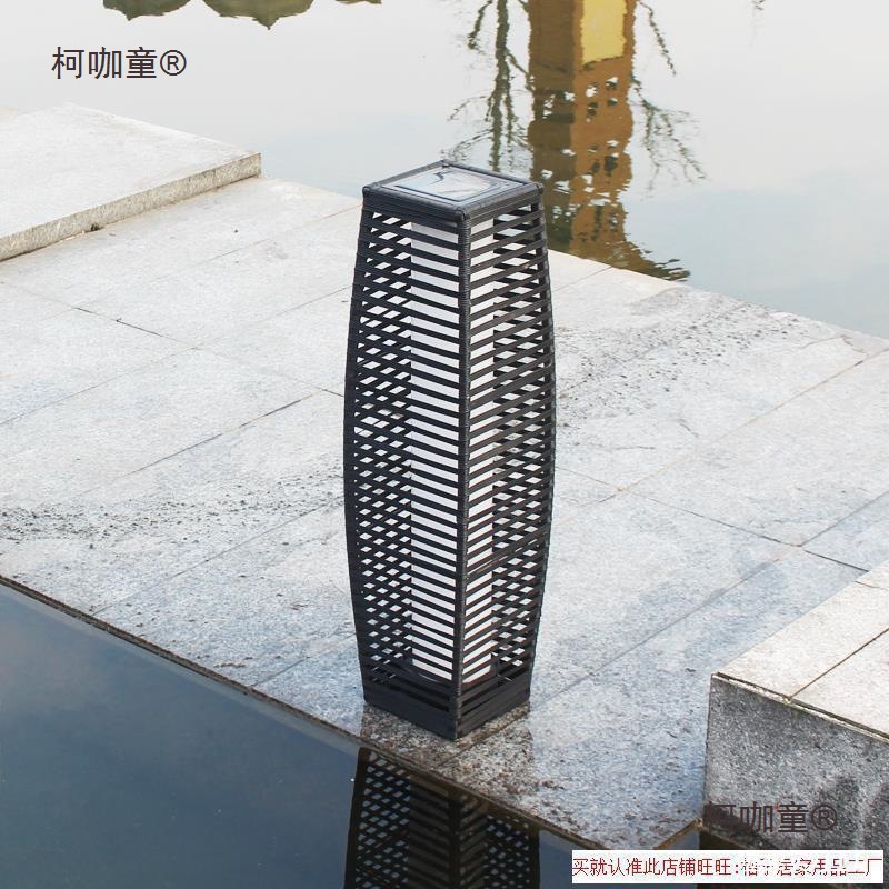 Solar-powered outdoor courtyard lights, waterproof lawn lights, villa garden courtyard pavilion lights, landscape lights, rattan woven wheat Taibao Specification drawing