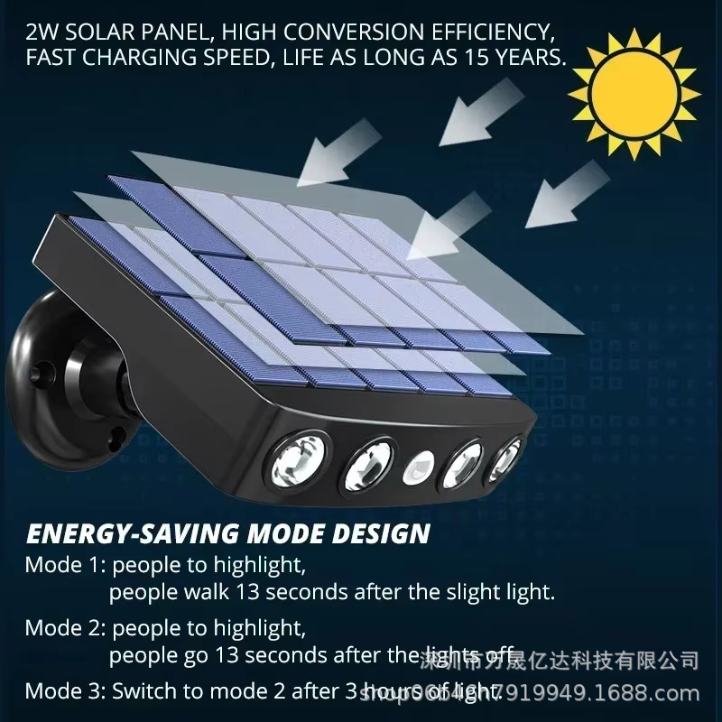 Solar lamp simulation camera 4LED monitoring lamp human body sensing waterproof courtyard household lamp solarlight Specification drawing