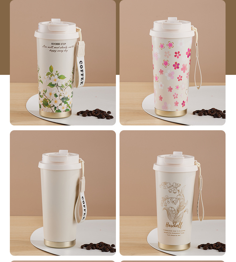 随行咖啡保温杯304不锈钢铃兰花双饮吸管杯子保温水杯咖啡杯定制详情19