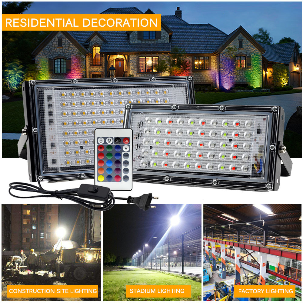 Flood light Outdoor LED Floodlights RGB seven-color Spotlights 50W 100W Landscape lighting lights details Picture