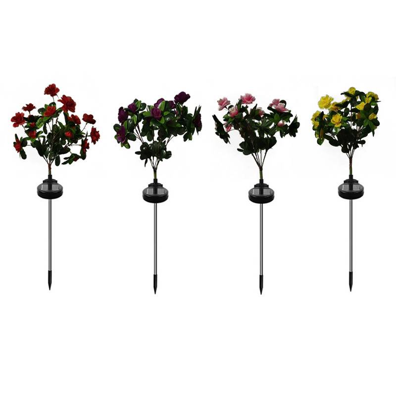 Cross-border outdoor garden terrace courtyard decoration LED ground insert lights simulate the projection of red flower lights and solar rhododendrons Item Picture