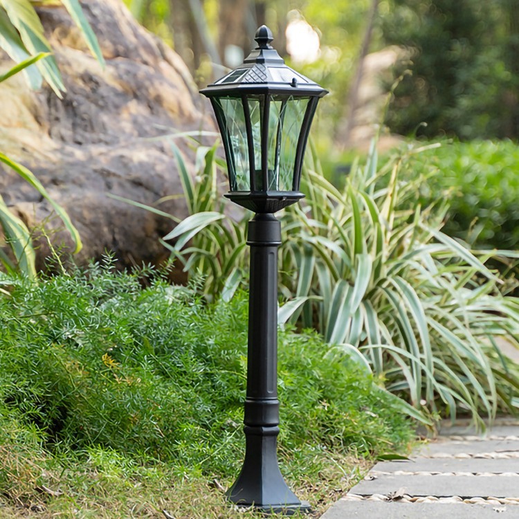 Solar-powered outdoor lawn lights, European retro villa courtyard lights, waterproof garden yard road insert grass lights full figure