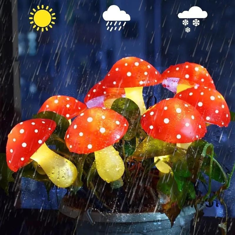 Solar-powered mushroom lamps, outdoor waterproof design, courtyard, garden, park, scenic area, lawn lamps, night lights Specification drawing
