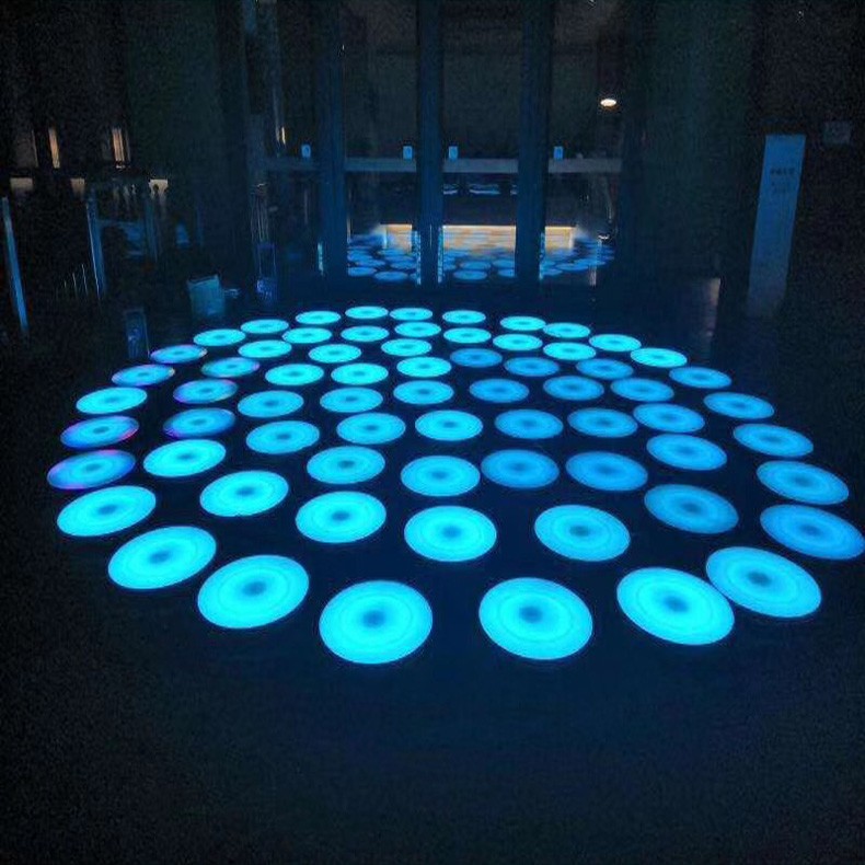 Circular waterproof human body interactive gravity sensor light floor luminous floor light sound-emitting activity color running floor tile light Specification drawing