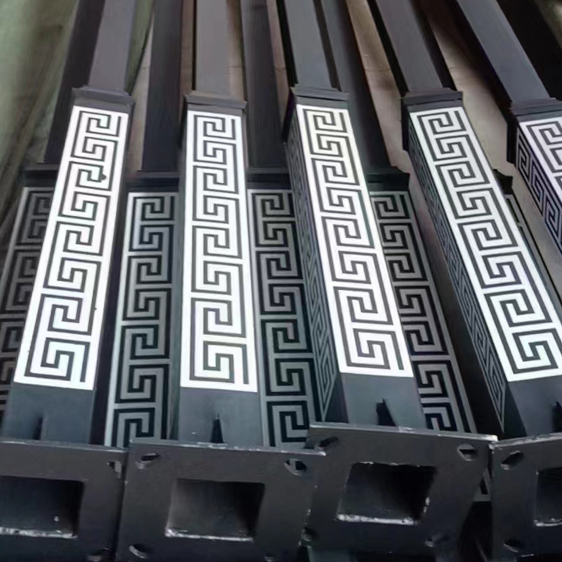 New Chinese-style LED solar street lamp, 6-meter outdoor corrugated pole street lamp, with distinctive patterns and retro landscape street lamp Specification drawing