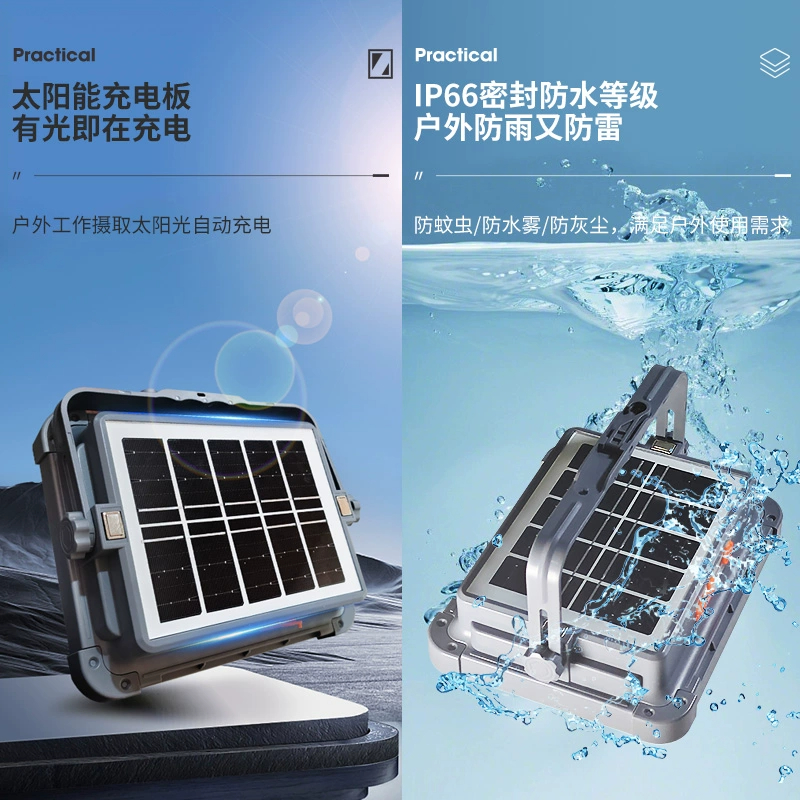 Solar-powered outdoor high-power explosive lighting for street vending, camping, courtyard charging, emergency super-bright led lights, magnetic spotlight Item Picture
