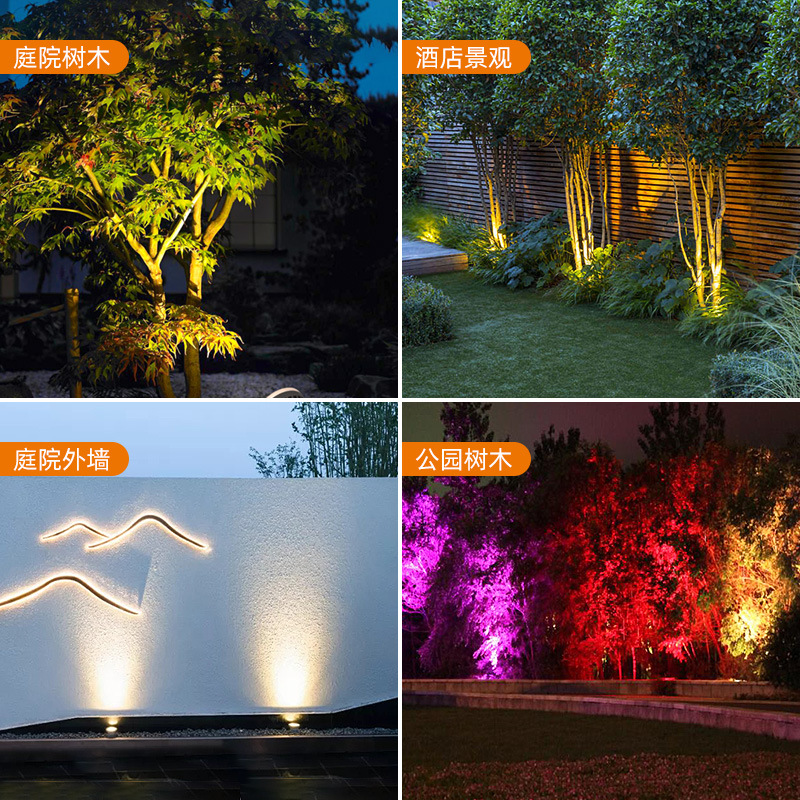 Shanwo waterproof spotlights, floodlights, tree lights, led courtyard outdoor lawn landscape lights, ground lights, and focused lights Specification drawing