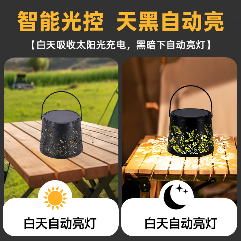 2025 New cross-border solar flower hummingbird garden lamp lantern projection Garden Lawn Ambient light Balcony Night full figure
