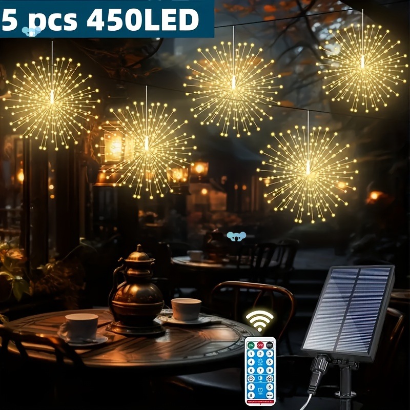 5PCS Hanging Solar Starburst Sphere Light, 450 LED Solar Item Picture