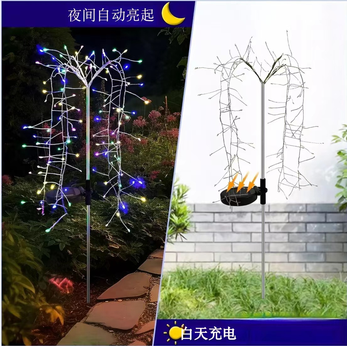 Solar smoke lamp, led outdoor lawn lamp, waterproof ground plug lamp, garden and courtyard lamp, dandelion ground lamp details Picture
