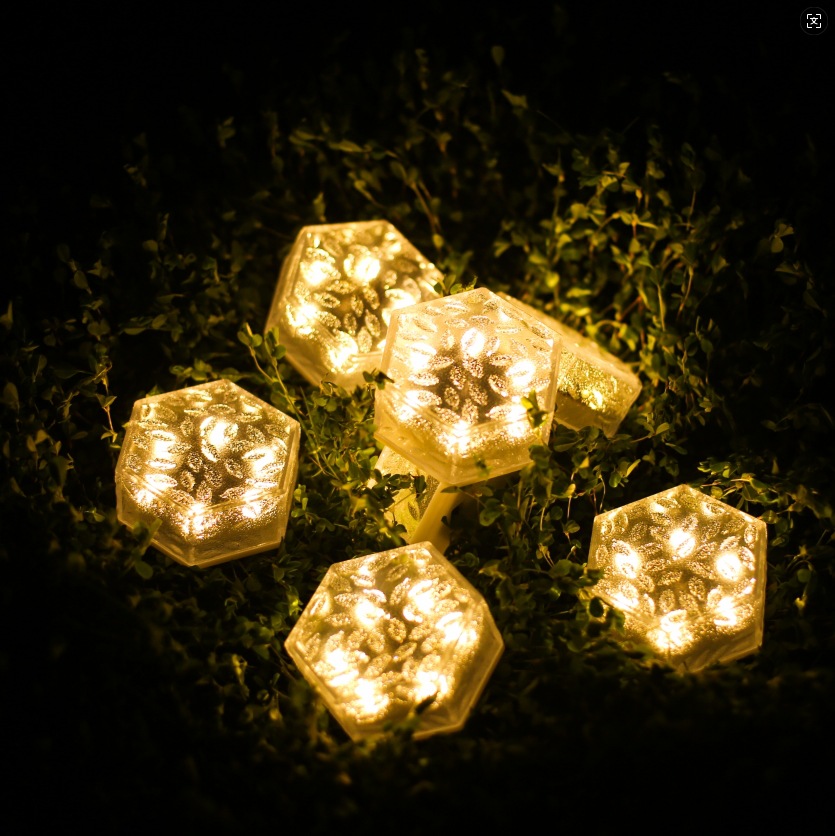 Solar garden lamps, hexagonal ice bricks, outdoor decorative underground ornaments, landscape garden lawn lamps, imitation glass floor tiles Specification drawing