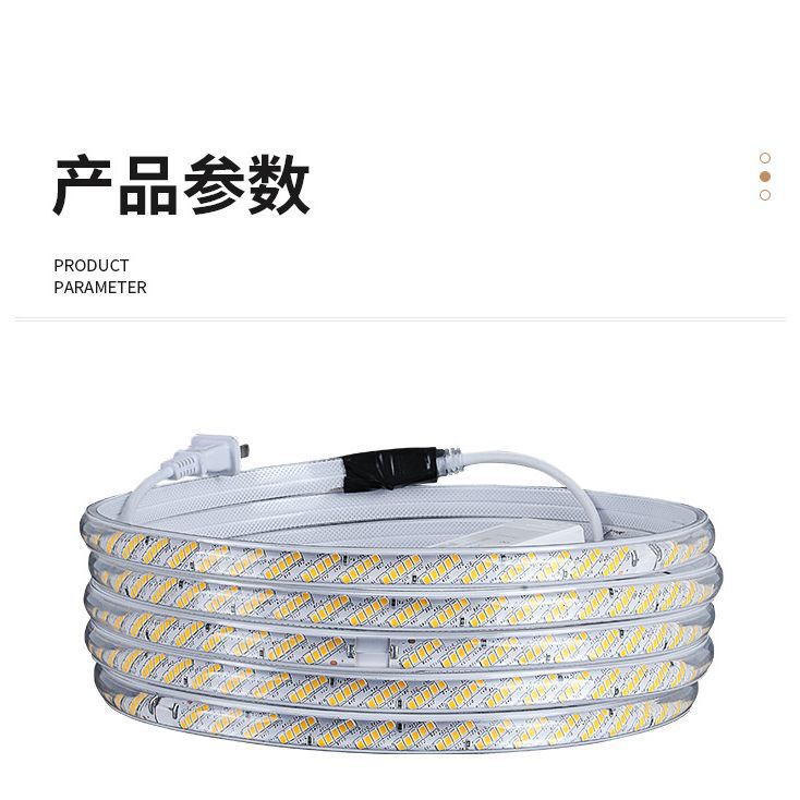 220v led light strip, three-color soft light strip for living room home ceiling, outdoor super-bright self-adhesive light strip, waterproof wire light Item Picture