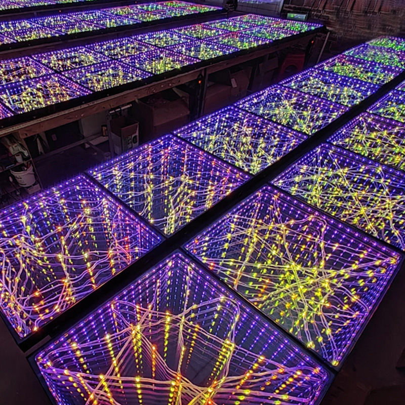 Color 3D starlight dancing floor tile light, bar party wireless magnetic abyss mirror, led illuminated dance floor light details Picture