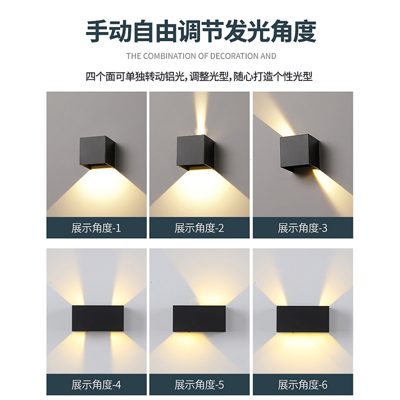 Outdoor wall lamps, led bedside lamps, waterproof garden, villa, courtyard, corridor, wall lamps, up and down illumination lamps Specification drawing