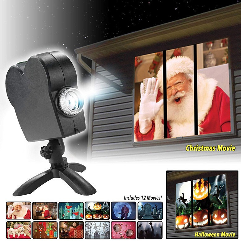 Cross-border outdoor window projector, Christmas projection lamp, Halloween lamp, projection lamp, film animation, ambient light Specification drawing