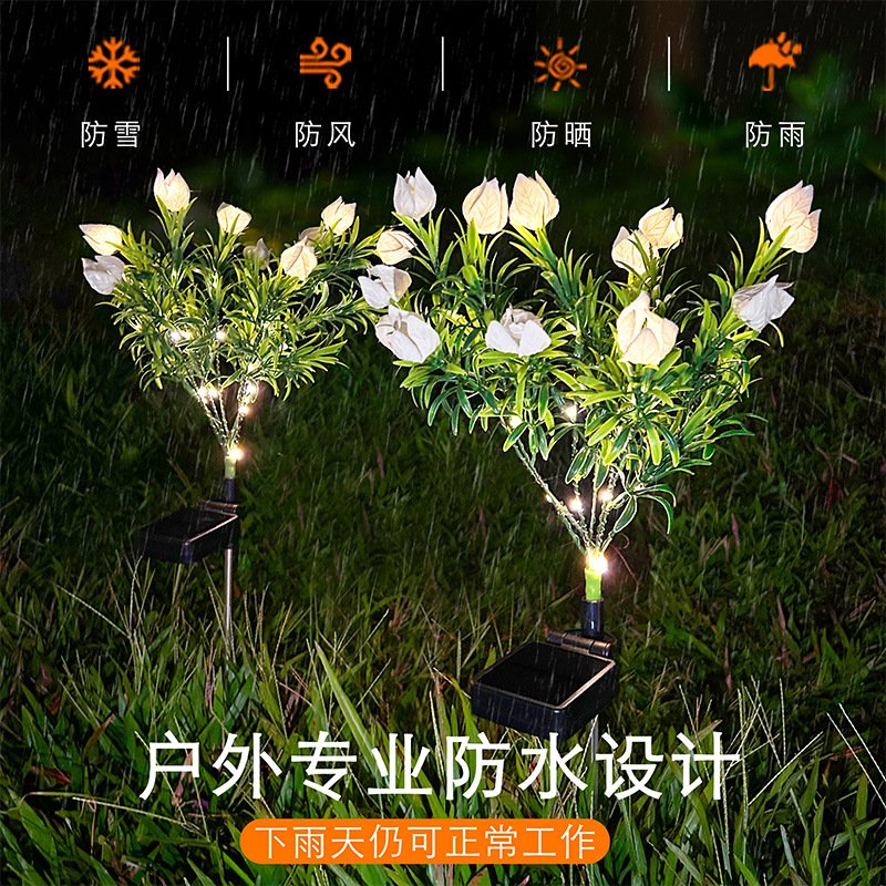 Cross-border solar flower lights, outdoor lights, waterproof garden lights, atmosphere decorative lights, garden landscape lights, ground insert lawn lights Application Scenario
