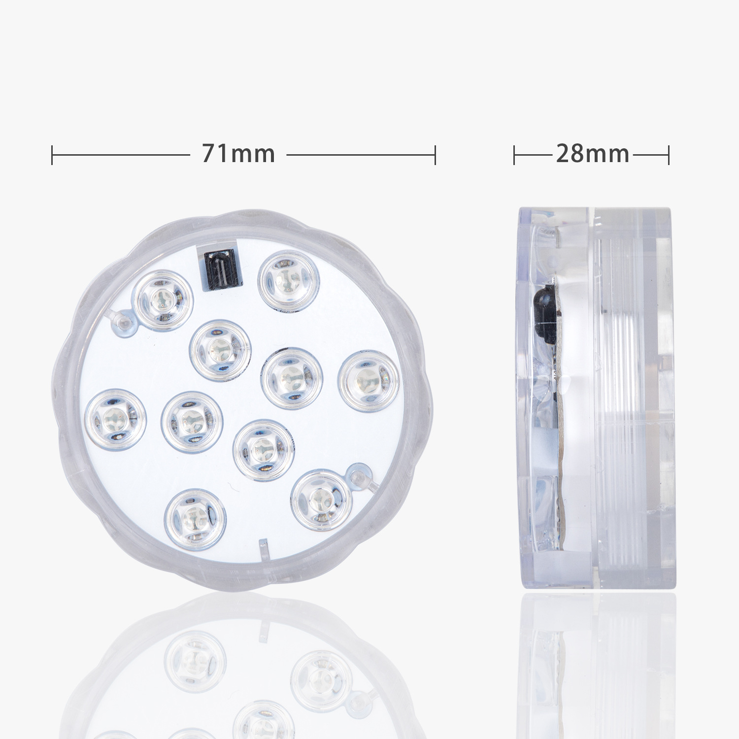 New led charging diving light RGB10 beads inflatable sofa remote control decorative light floating seven-color suction cup waterproof light Application Scenario