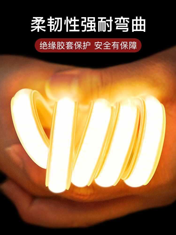 ✅led light strip 220v waterproof ultra-bright self-adhesive linear light slot home living room ceiling atmosphere COB outdoor soft light Specification drawing