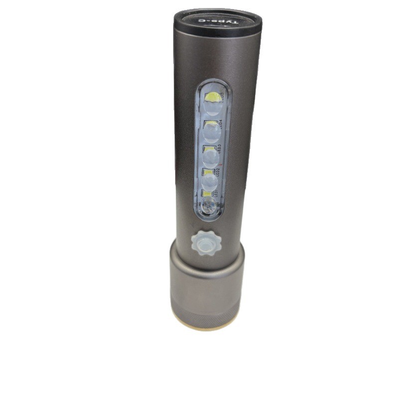 Foreign trade special supply of multi-functional high-intensity flashlight, aluminum alloy with side light, lithium battery, USB-Type-c charging Item Picture