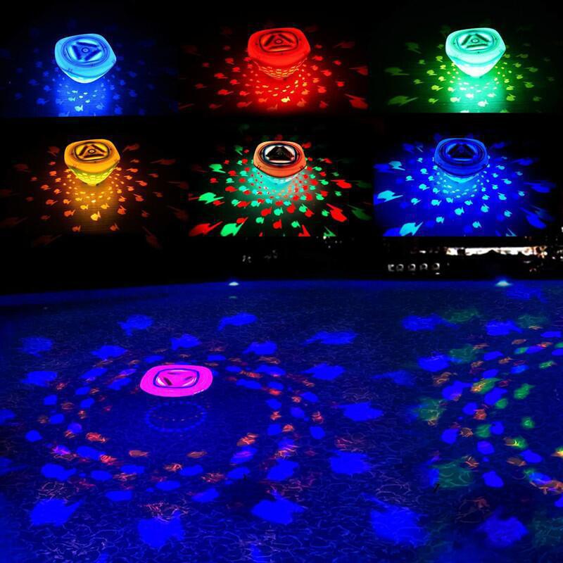 Cross-border LED smart small fish projection light, bath light, underwater swimming pool light, seven-color atmosphere light, diving light, decorative light details Picture