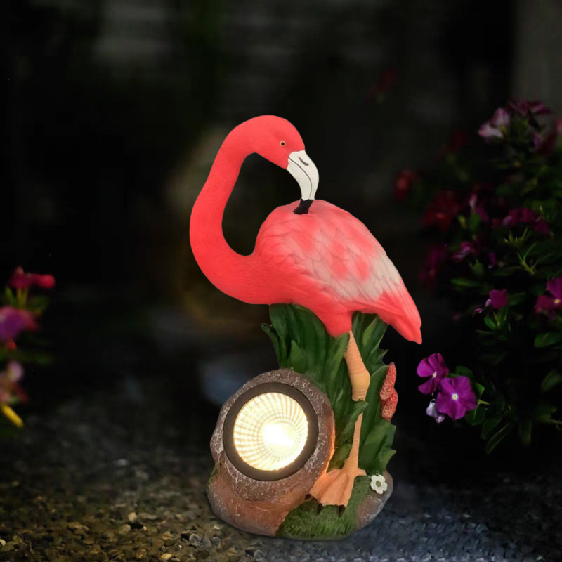 Solar lamp, flamingo simulation, garden decorative items, courtyard night light, outdoor balcony, kindergarten landscape light details Picture