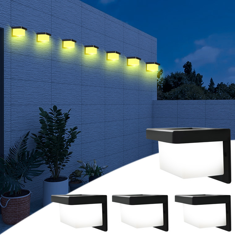 New outdoor solar-powered railing lights, square wall lights, fence and fence lights, wall and courtyard wall guardrail decorative atmosphere lights full figure
