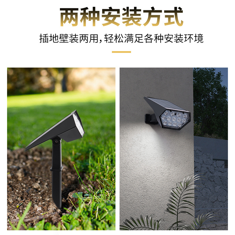 Solar-powered color concentrating spotlights, courtyard outdoor lights, outdoor yard home ultra-bright lighting, LED wall lamps, cross-border details Picture