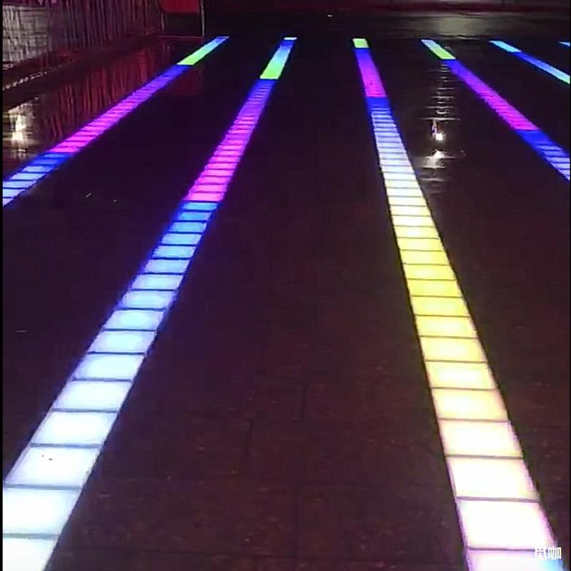 Kunlang Lighting LED floor tile light, gravity human body sensor floor light, foot-stepped sound, seven-color light, buried light full figure