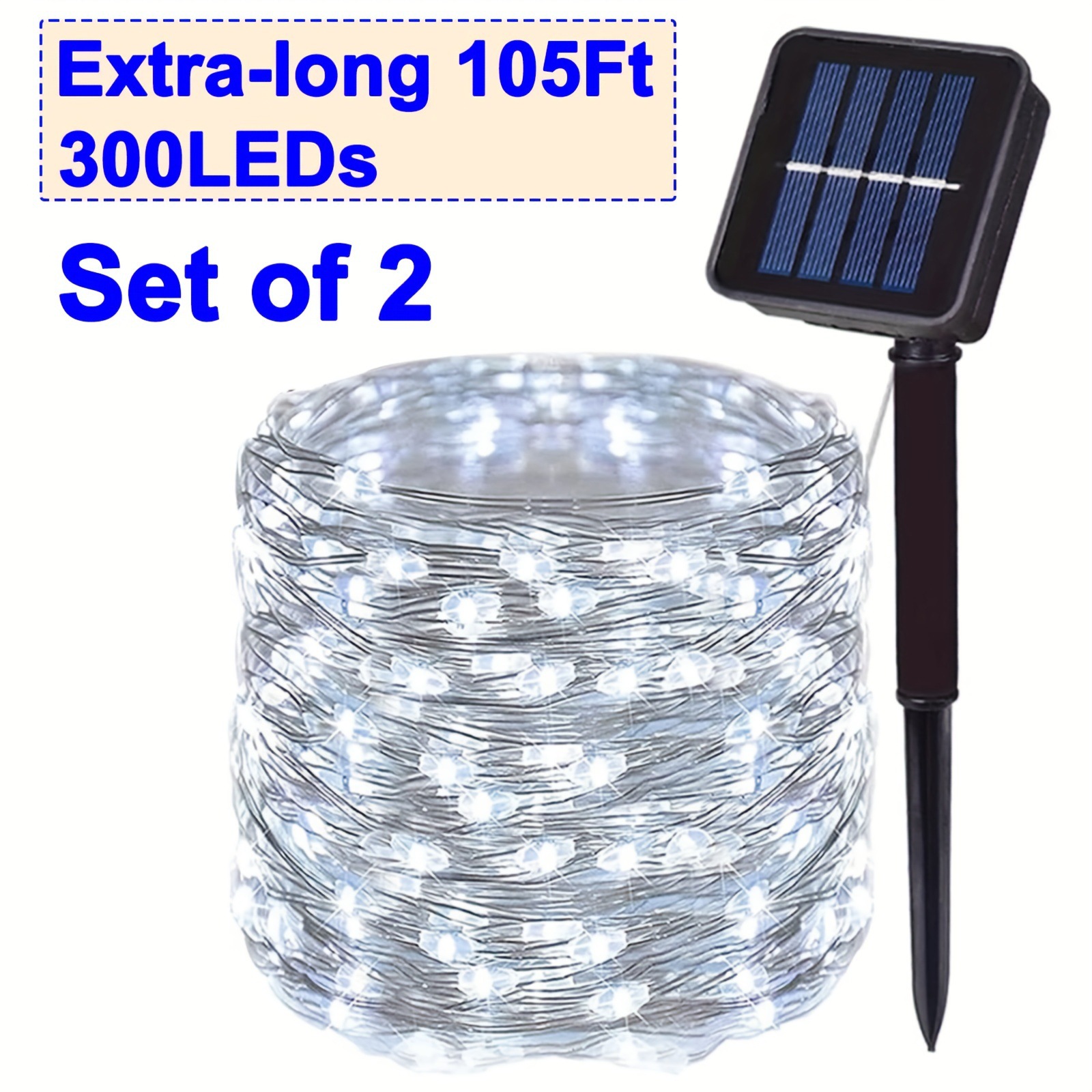 6PCS Solar String Lights, 110FT Each with 300 LEDs,, 8 Item Picture