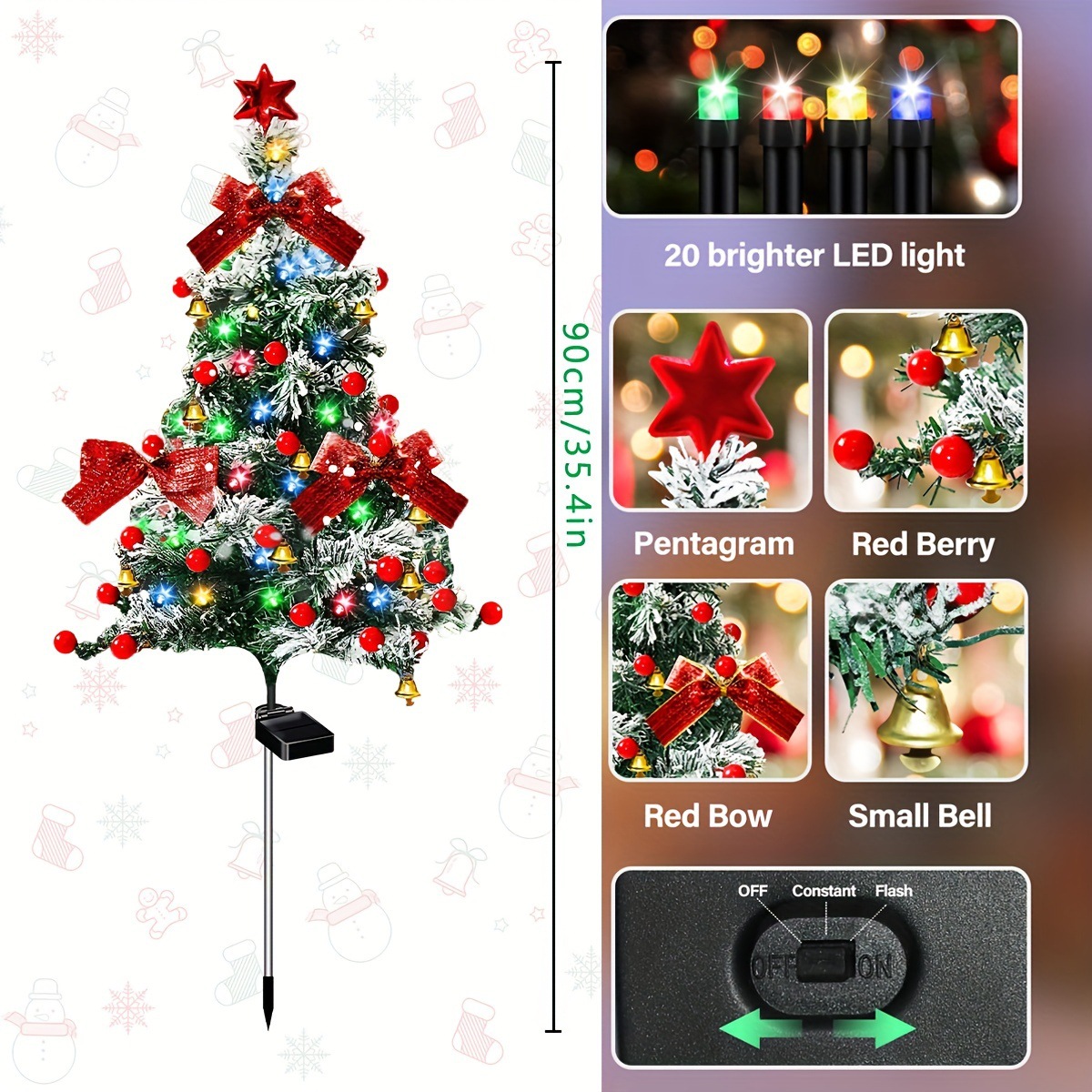 2 Pcs Solar Christmas Tree Garden Stake Lights Outdoor Application Scenario