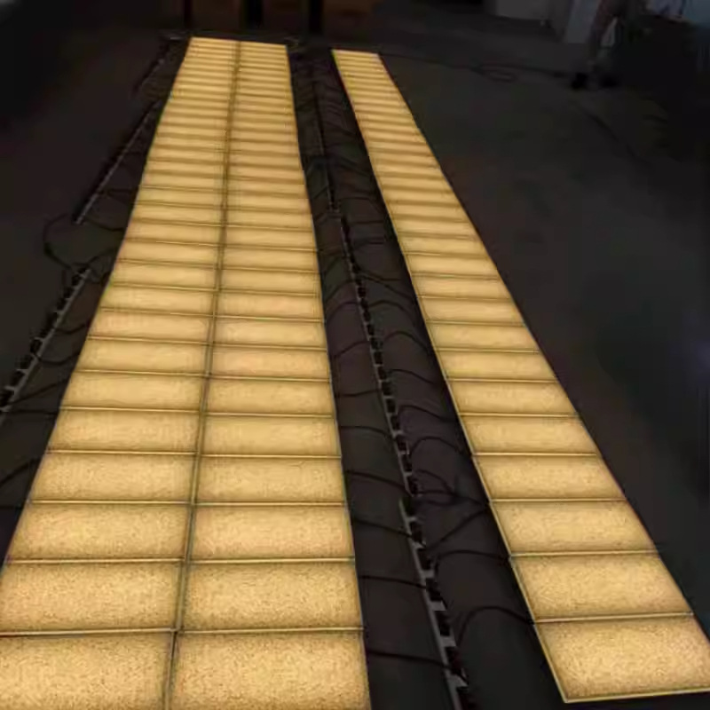 Stone-patterned DMX512 seven-color light-emitting sensor square foot-stepped outdoor waterproof piano abyss mirror led floor tile light Application Scenario