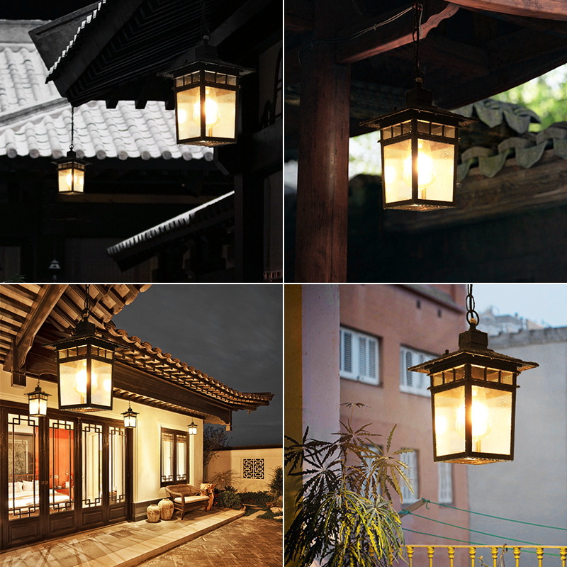 American-style chandeliers, outdoor waterproof and rust-proof garden lamps, corridor, aisle, balcony lamps, outdoor villa garden small chandeliers Specification drawing