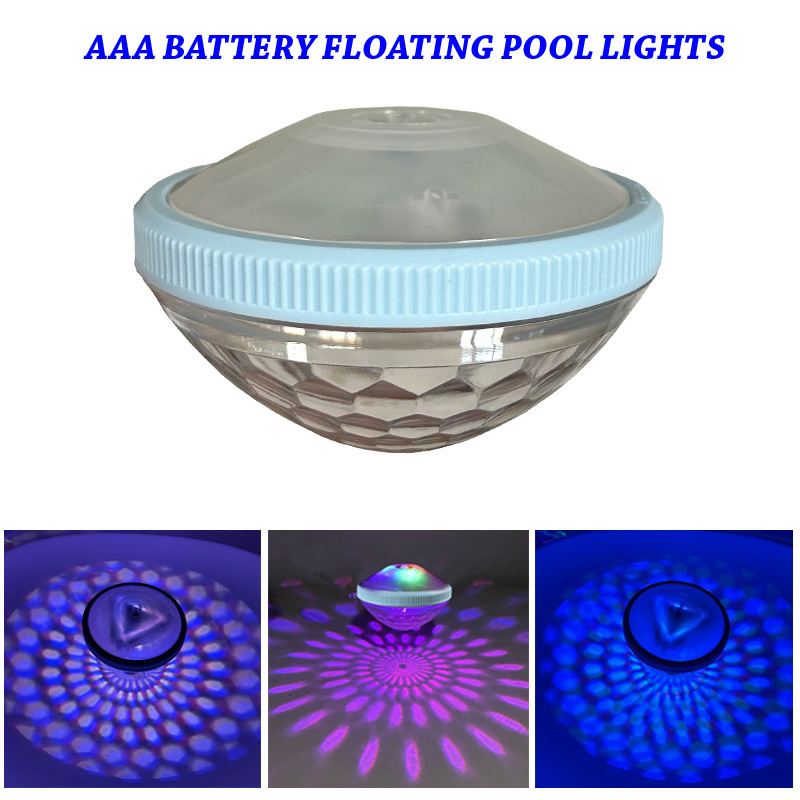 LED swimming pool lights, water float lights, seven-color swimming pool party underwater lights, decorative lights, led bathtub lights, battery seven-color lights full figure