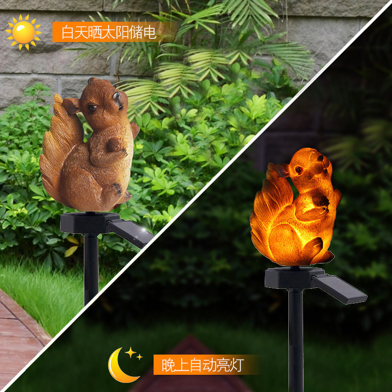 Cross-border new solar outdoor lawn light, resin ground plug cartoon animal decorative garden and courtyard landscape light Specification drawing