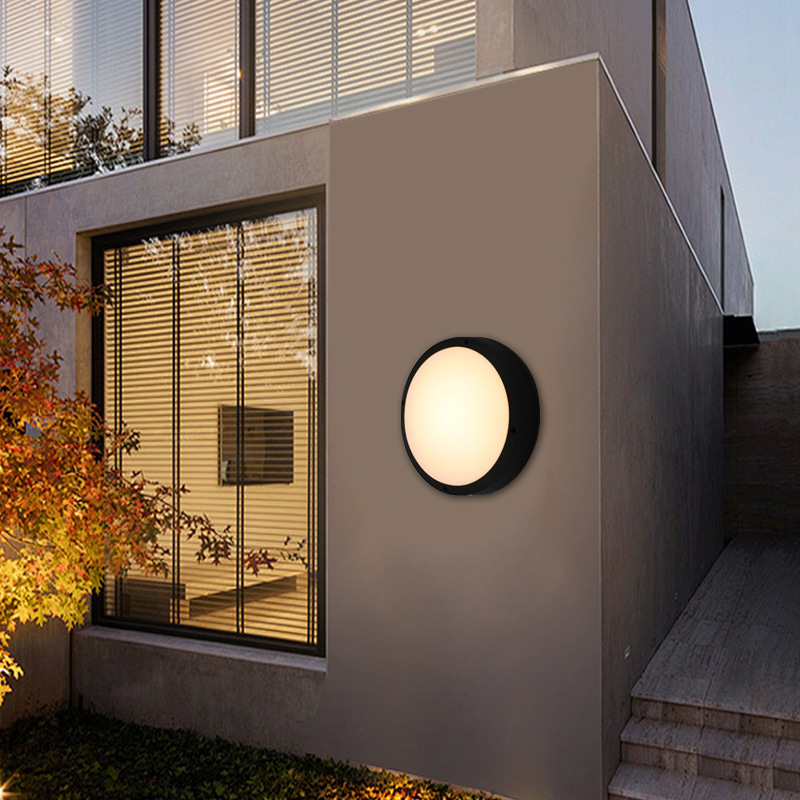Cross-border outdoor led wall lamps, garden lamps, wall-mounted modern and simple hotel and villa exterior wall round aluminum wall lamps Application Scenario