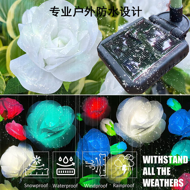 Solar lamps, rose lamps, lawn lamps, outdoor waterproof garden landscape lamps, festive atmosphere decorative lamps, ground socket lamps Application Scenario