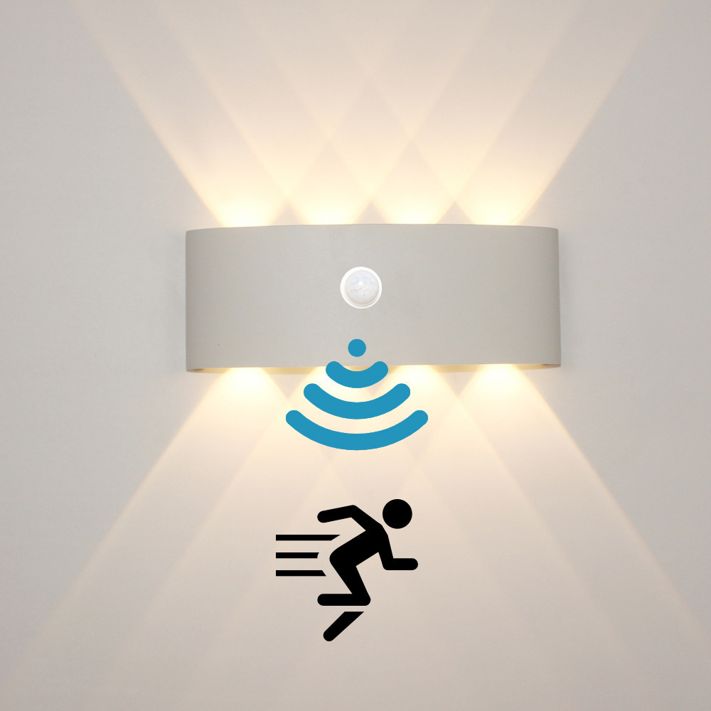 Cross-border ultra-thin led outdoor wall lamps, human body sensor lamps, indoor living room and bedroom bedside lamps, waterproof garden lamps details Picture