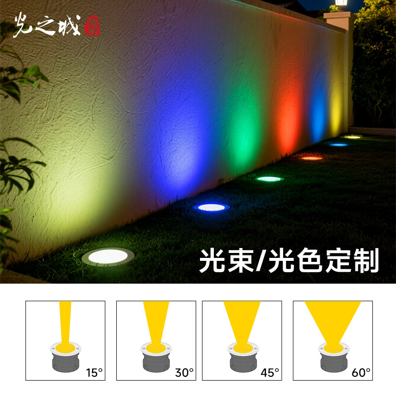 Stainless steel ground light adjustable outdoor embedded anti-glare circular led waterproof ultra-thin underwater wall-washing spotlight Specification drawing