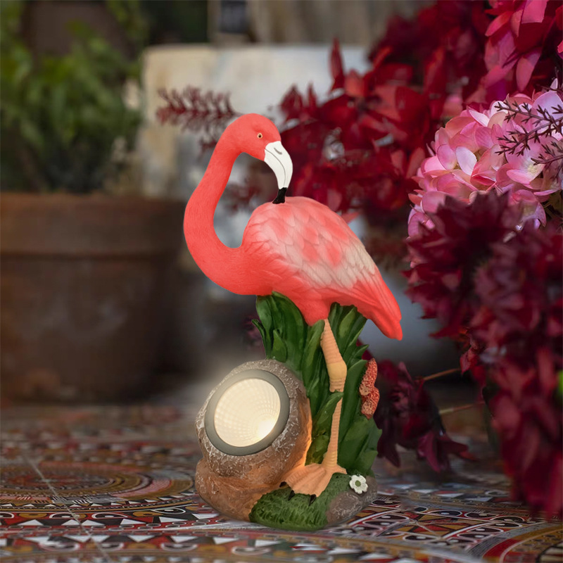 Solar lamp, flamingo simulation, garden decorative items, courtyard night light, outdoor balcony, kindergarten landscape light full figure