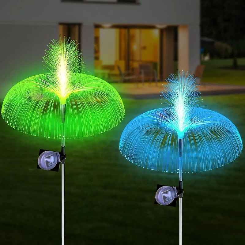 Outdoor waterproof solar led optical fiber jellyfish light, ambient decorative light, courtyard garden, villa ground-mounted lawn light Specification drawing