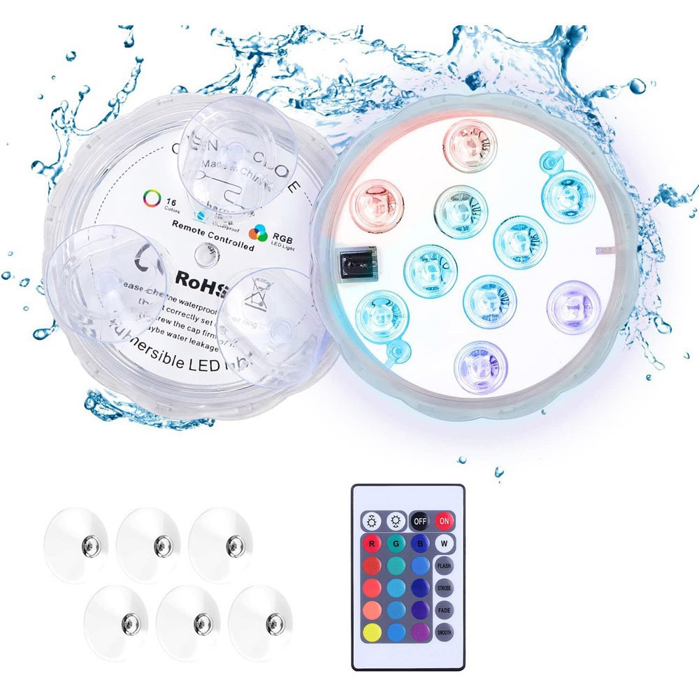 Led 24-key remote control, 10-color diving light, illuminated toy fish, bathtub light, baby bath, landscape vase light Item Picture