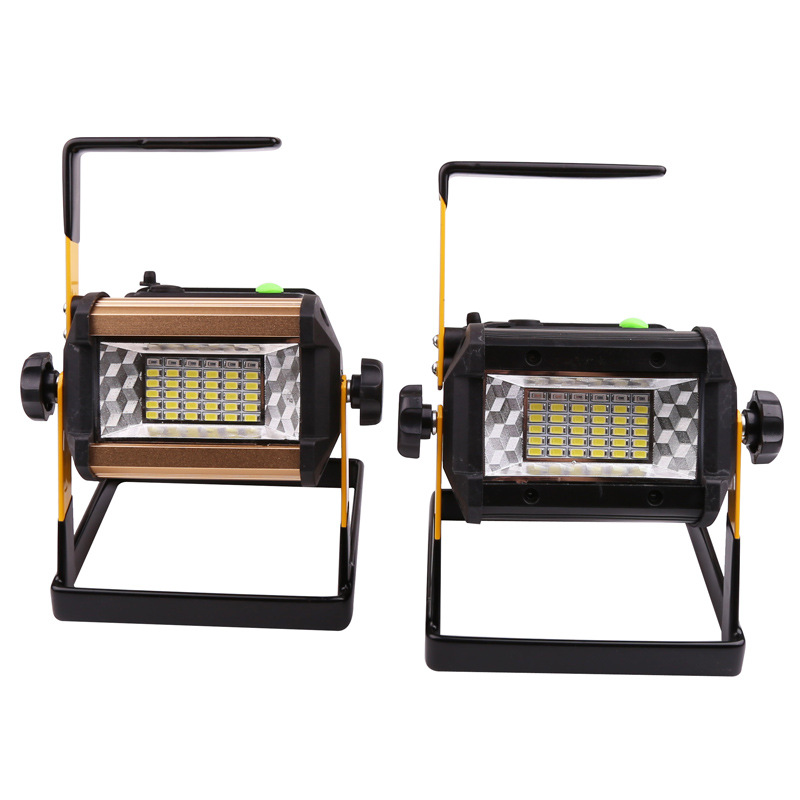 New cross-border LED floodlight, 50W floodlight, construction site light, portable light, searchlight, red and blue flashing warning light Specification drawing