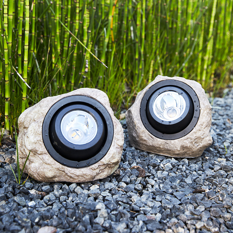 Solar-powered outdoor lights, courtyard lights, garden layout, simulated stone small yard decoration, lawn landscape, waterproof spotlights details Picture