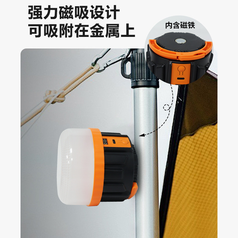 New portable long-lasting camping lamp, outdoor lamp, emergency lamp, rechargeable LED camping lamp, telescopic bulb Specification drawing